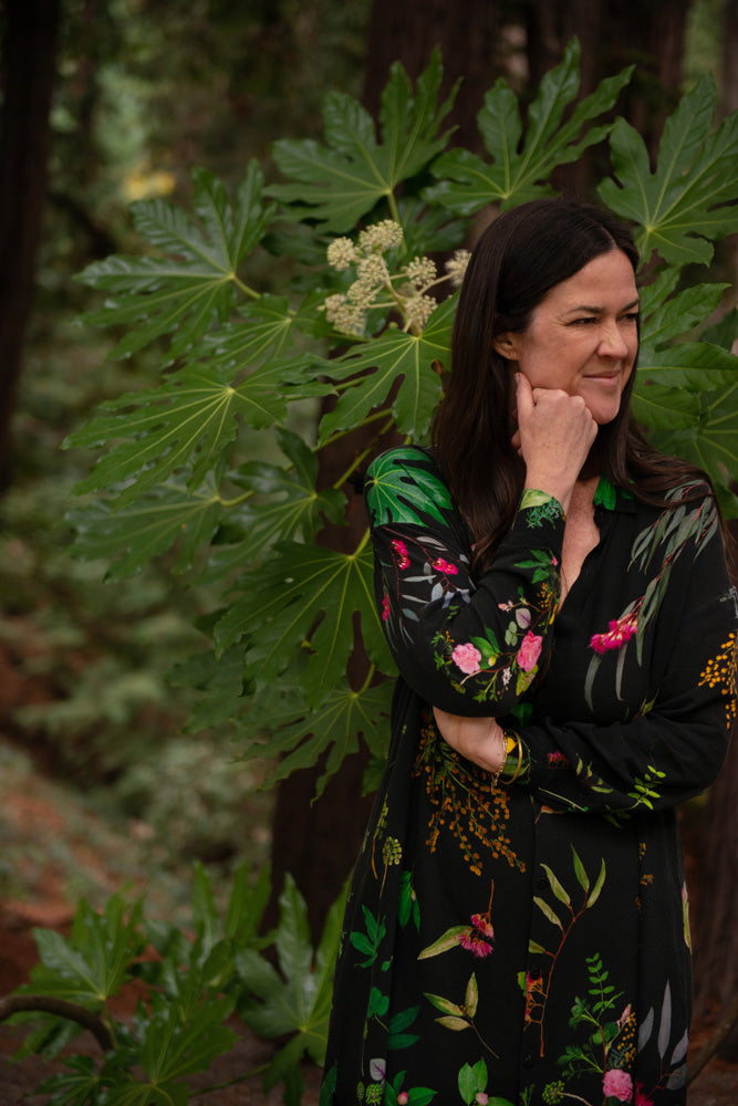 Black Floral Shirt Dress