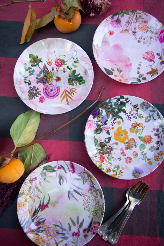 Pink Floral Party Plates (set of 4)