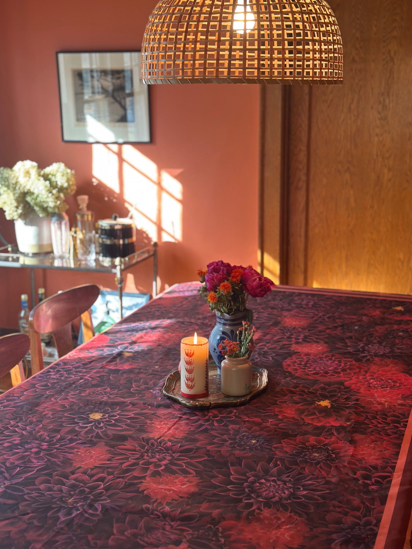 Red Dahlia Tablecloth - PREORDER