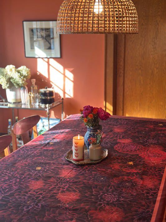 Red Dahlia Tablecloth - PREORDER