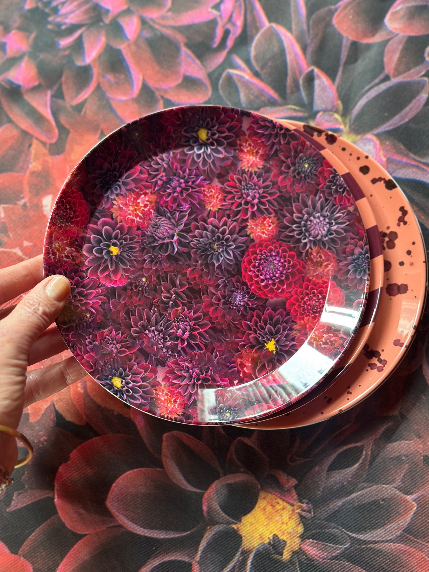 Assorted Red Dahlia Collection Party Plates