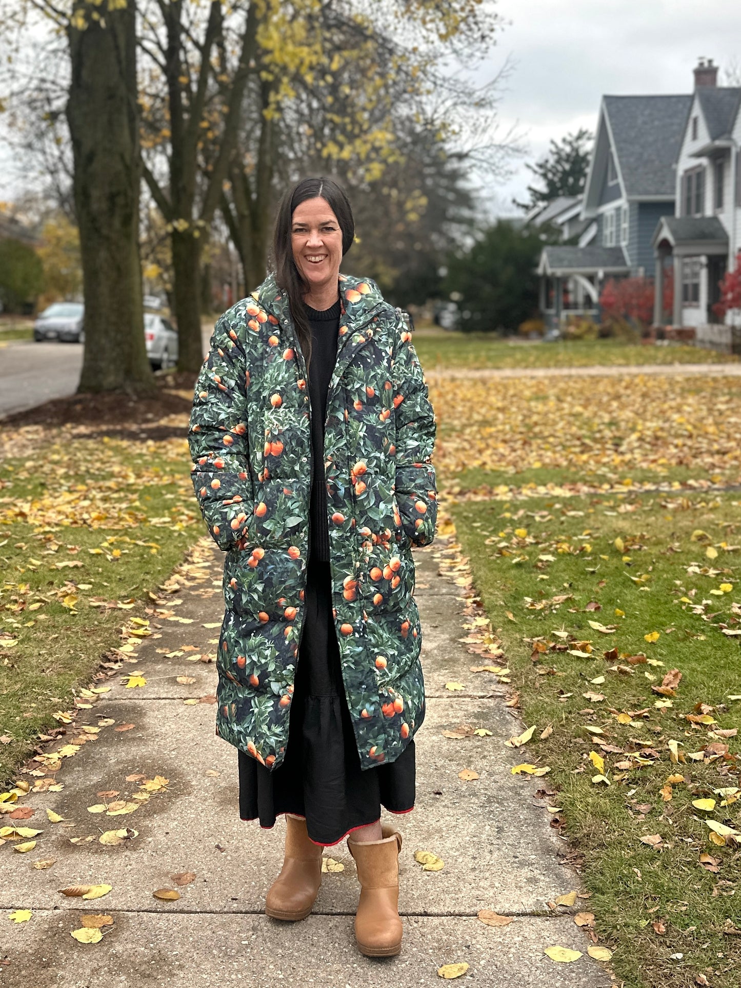 Orange Tree Puffer Coat