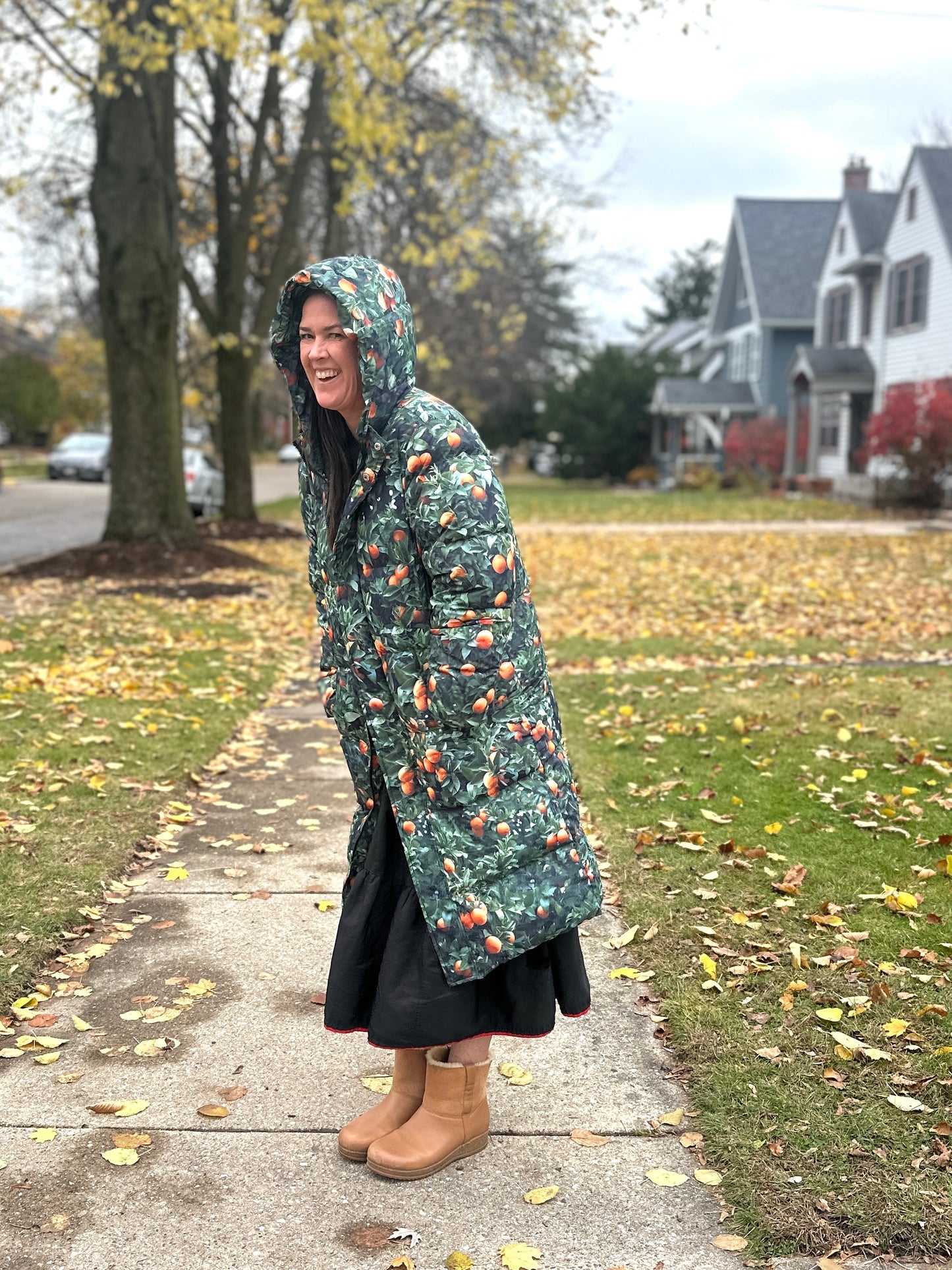 Orange Tree Puffer Coat