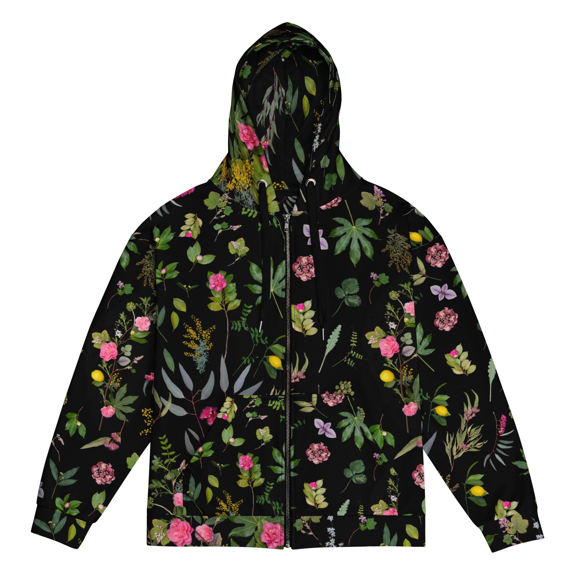 Floral zip sales hoodie