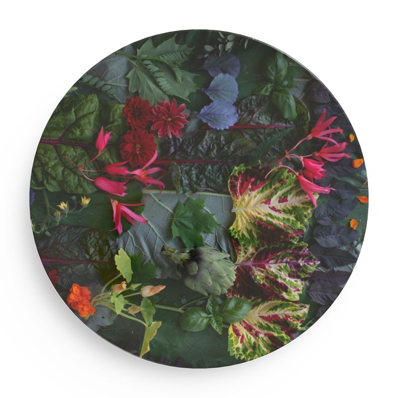 Green Floral Party Plates (set of 4)